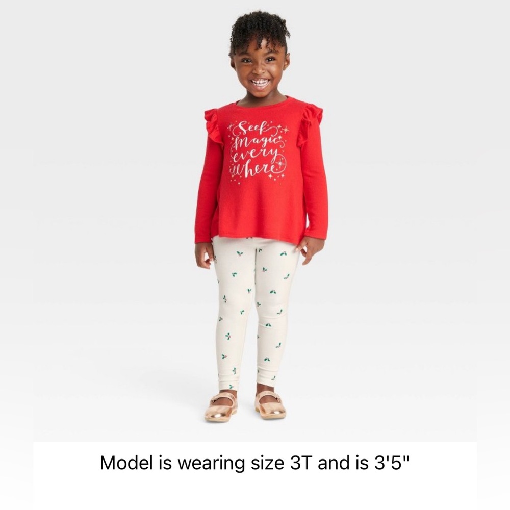 Toddler Girls' 'Seek Magic' Long Sleeve Cozy Top and Holly Leggings Set